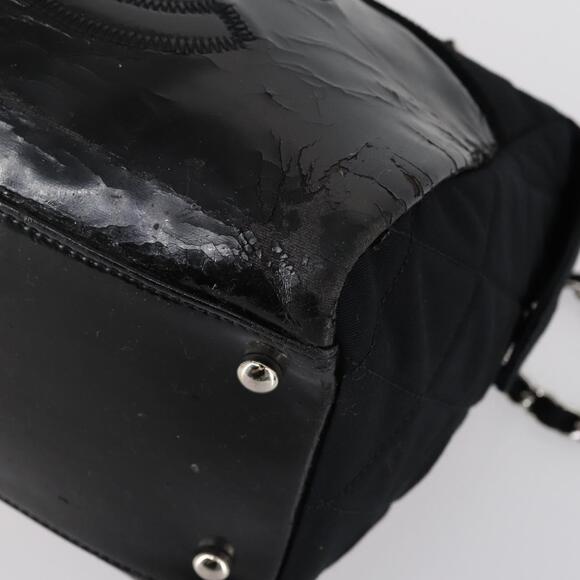 CHANEL COCO Mark Chain Bag Nylon Patent leather Black...